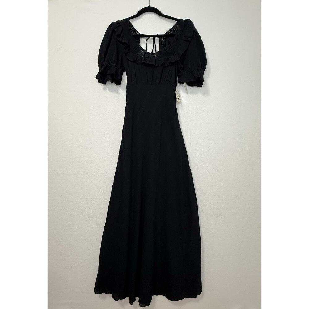 Free People Endless Summer Crochet Ruffle Maxi Dress Festival Boho Flowy Size L - Picture 3 of 8